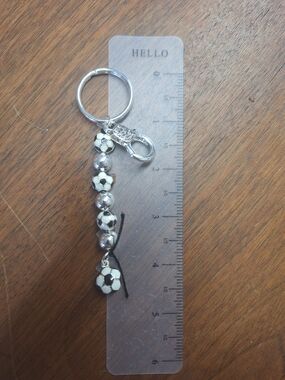FIFA Soccer World Cup Silver and White Soccer Bead Keychain - Brand New